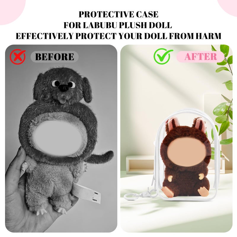 NZNDB Protective Case for Plush Doll, Clear Hanging Display Cases, Crossbody Doll Storage Bag, PVC Storage Case Cover for Figures, Dolls (White) - Image 5